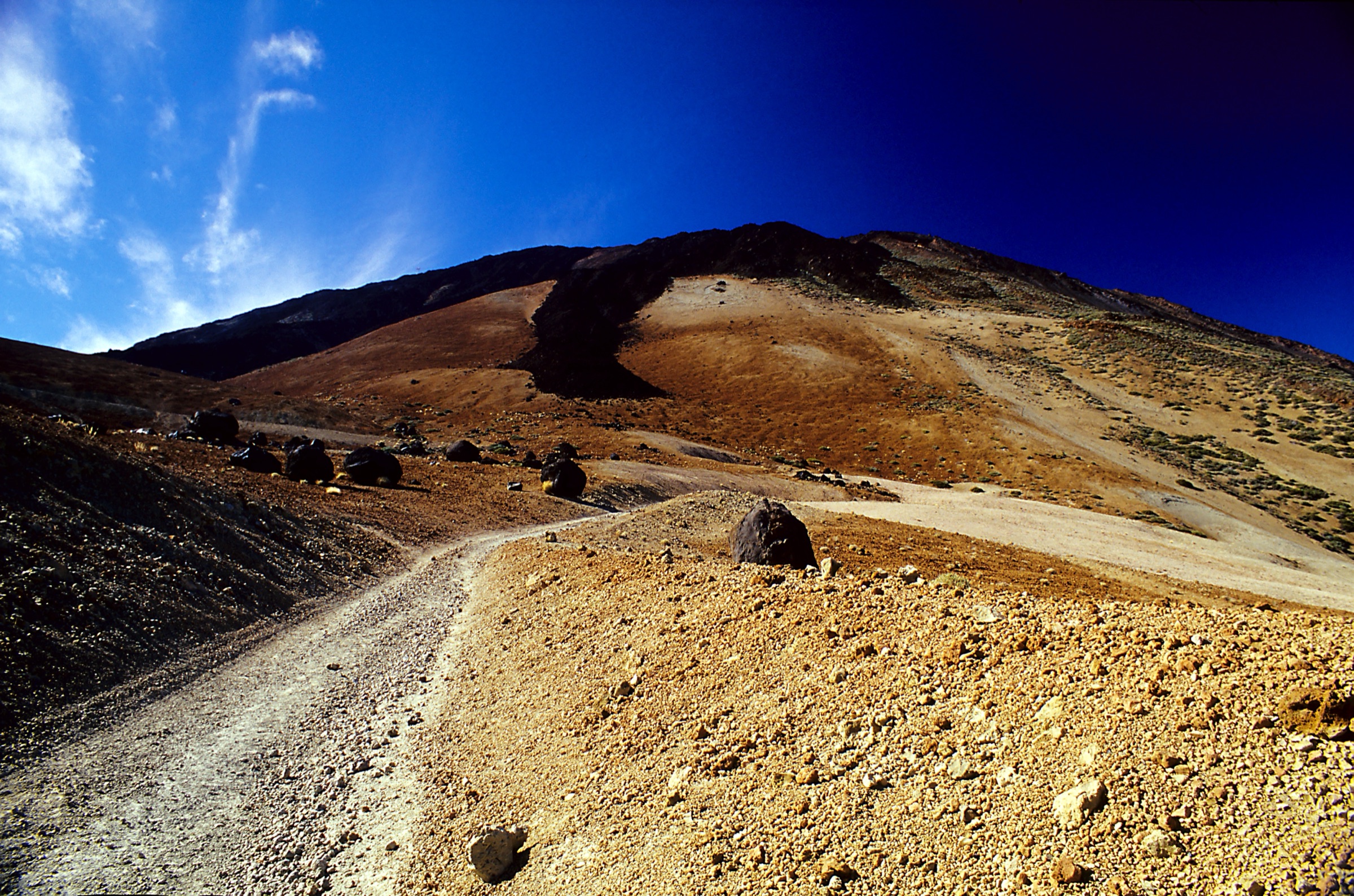 Volcanic bombs on the Montaña Blanca pumice slope below Teide, Tenerife