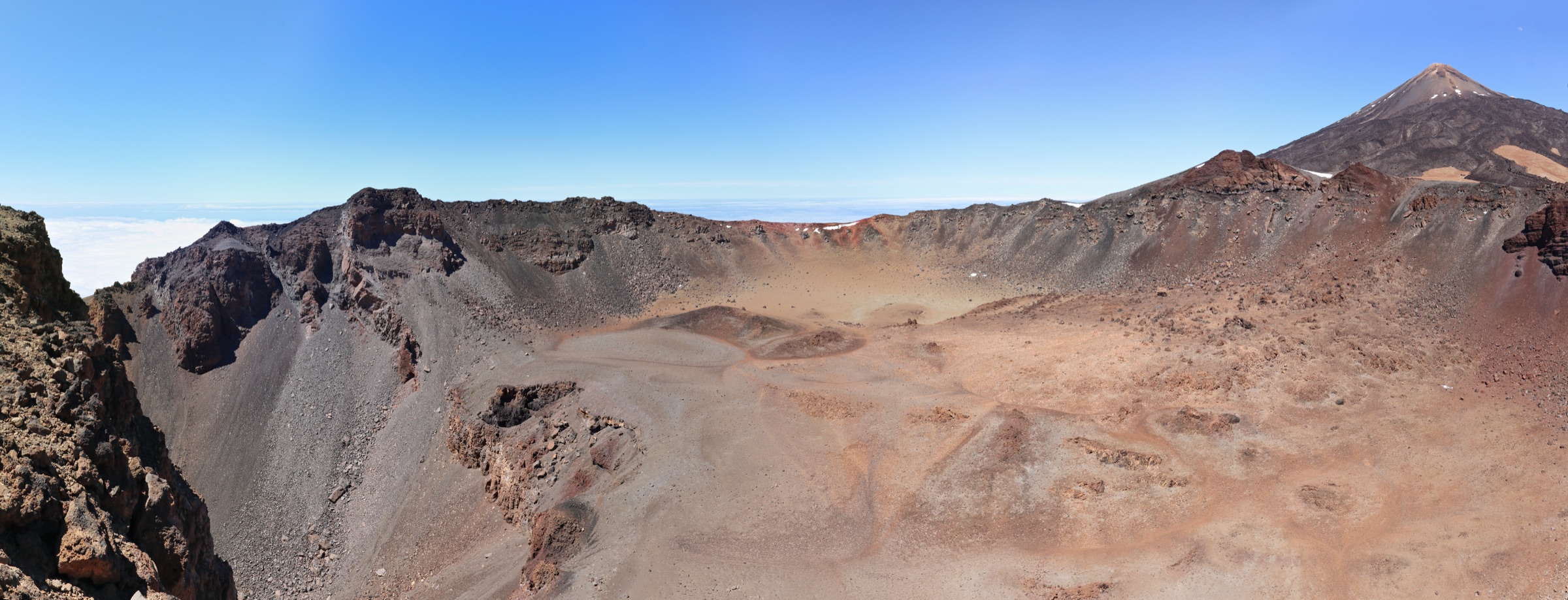 Teide summit cone above the dark Pico Viejo crater, Tenerife