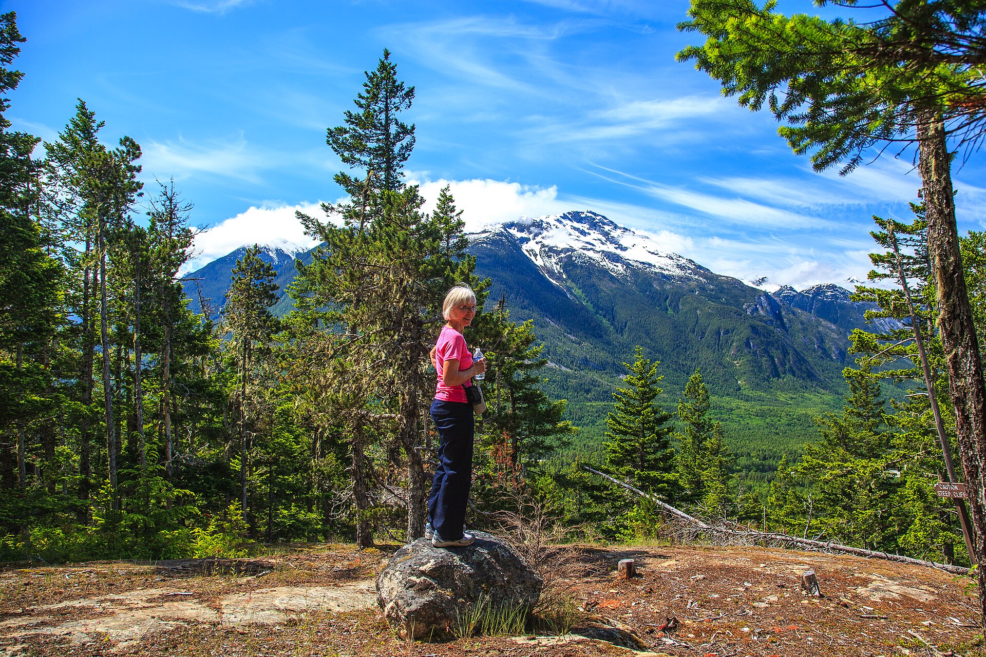 A hiker on the Lost Lake trail near Hagensborg in the Bella Coola Valley
