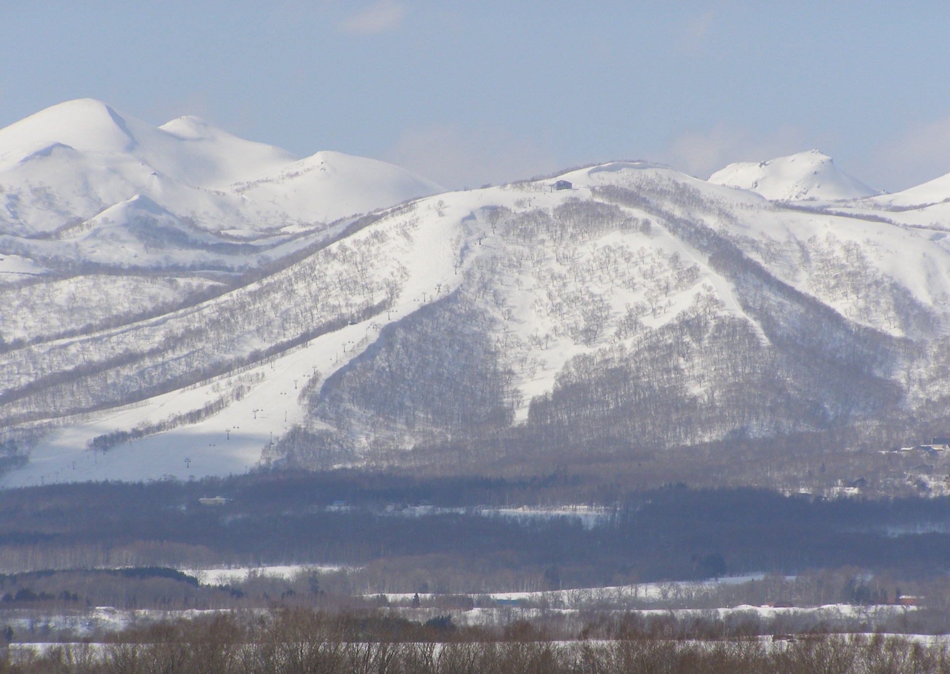 The snow-covered slopes and winter forest of Niseko Moiwa