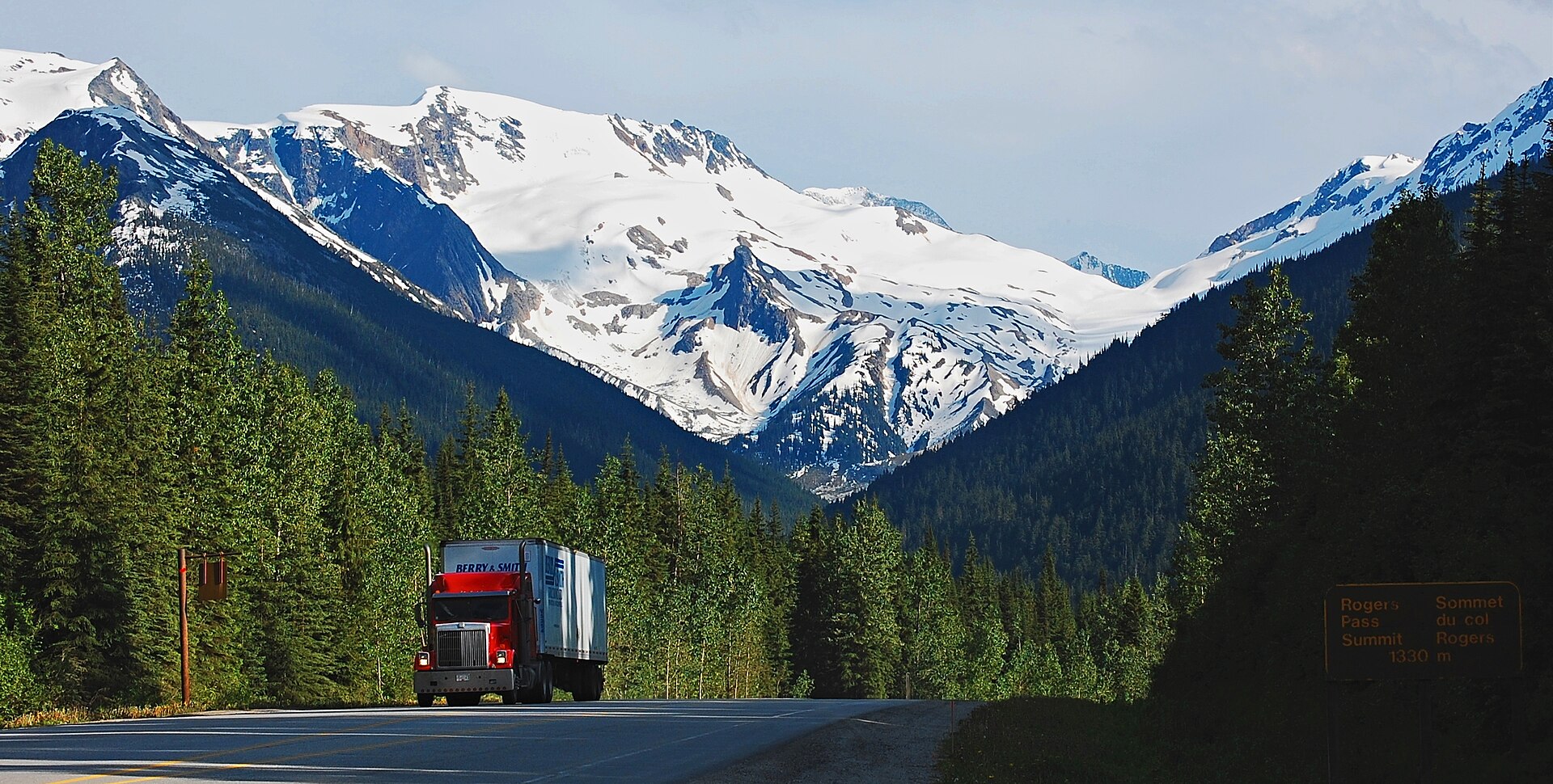 A panoramic view south from Rogers Pass toward Youngs Peak
