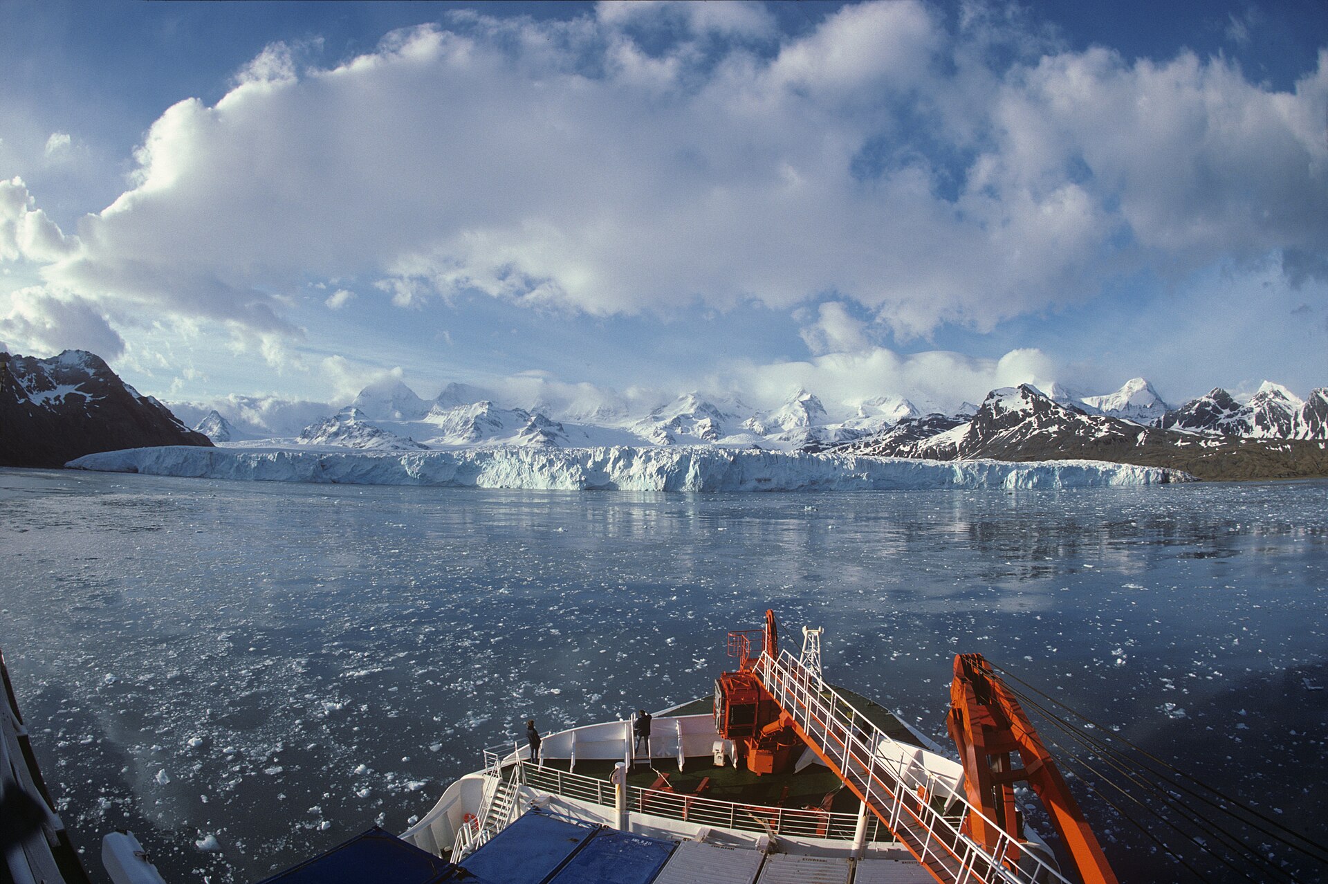 Cumberland East Bay and Nordenskjold Glacier beneath high cloud