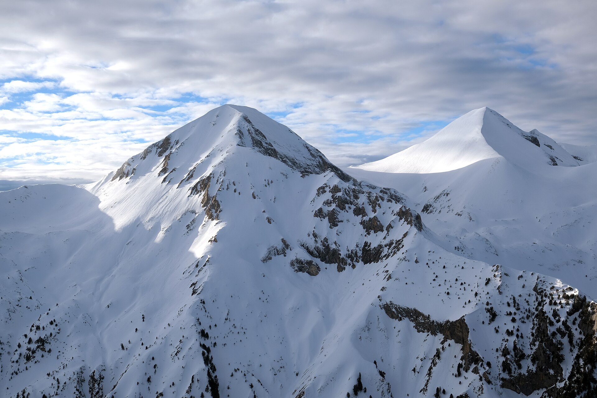 Vihren and Kutelo covered in winter snow in the Pirin Mountains
