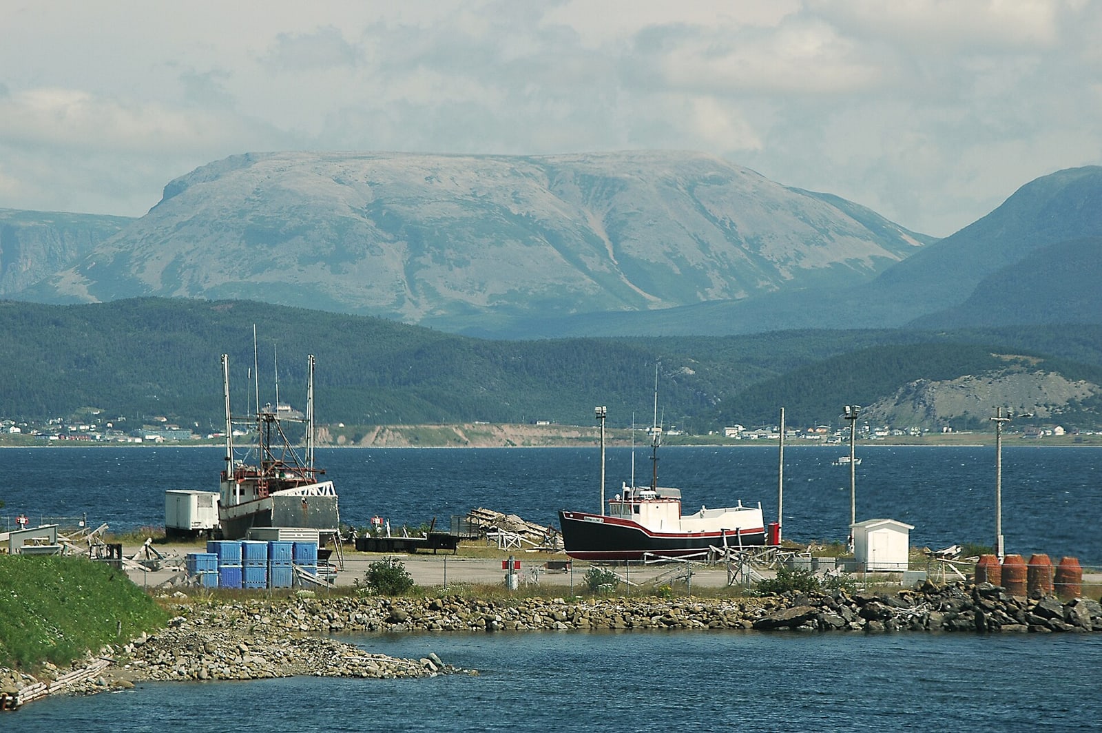 Gros Morne Mountain seen beyond a Newfoundland harbour